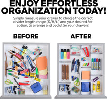 Load image into Gallery viewer, Adjustable Drawer Organizer | Elegant Aluminum, Customizable, for Clutter-Free Kitchen, Junk Drawer, Office, Clinic | 18 Drawer Dividers (6 Long + 12 Short) LARGE |19.7 - 22 inches | UPGRADED VERSION