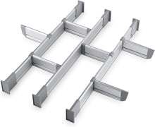 Load image into Gallery viewer, Adjustable Drawer Organizer | Elegant Aluminum, Customizable, for Clutter-Free Kitchen, Junk Drawer, Office, Clinic | 9 Drawer Dividers (3 Long + 6 Short)