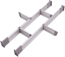 Load image into Gallery viewer, Adjustable Drawer Organizer | Elegant Aluminum, Customizable, for Clutter-Free Kitchen, Junk Drawer, Office, Clinic | 6 Drawer Dividers (2 Long + 4 Short) Small 15.3 - 17.5 inches